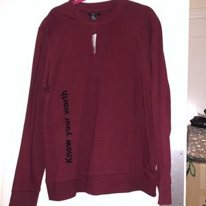 Long Burgundy sweatshirt.